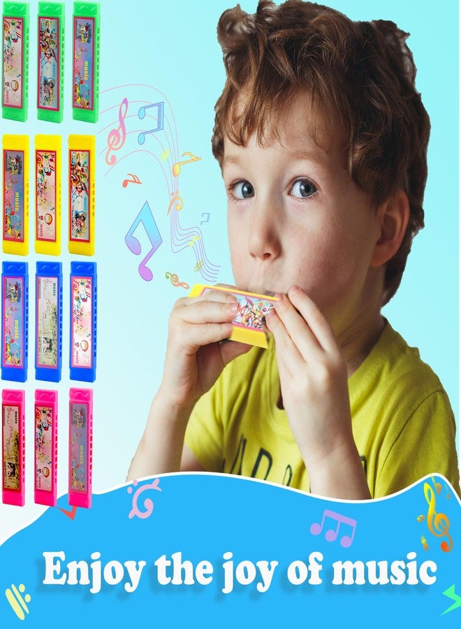 Restroma 60 Pcs Cartoon Harmonica Bulk Plastic 5 Holes Harmonica Mini Harmonicas Toy for Kids Party Goodie Bags Stuffers, Random Color Pattern - Image 3
